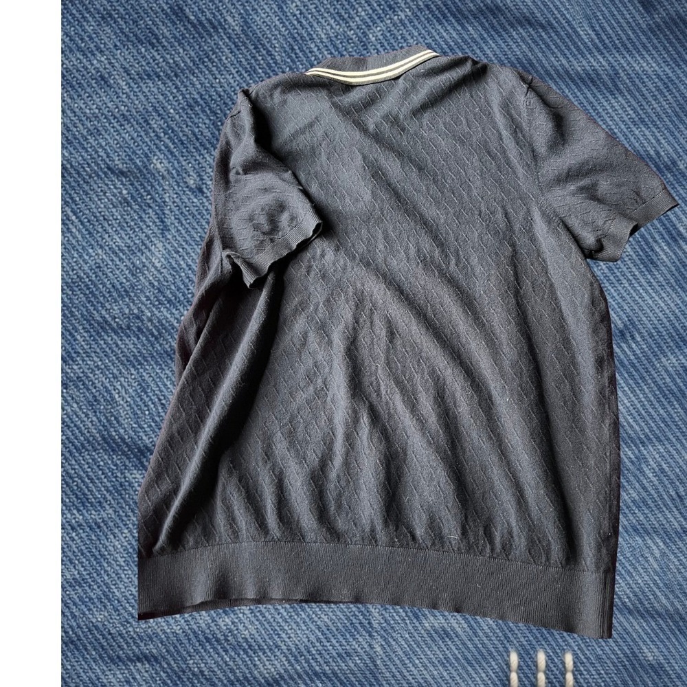Ted Baker London Mens Navy‎ Blue Textured Knit Polo Shirt Size 3XL XXXL Preppy - Picture 4 of 5